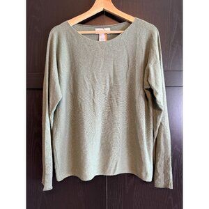 Bianco & Blu Cashmere Wool Blend Italy Long Sleeve Sweater Large Sage Green Cozy